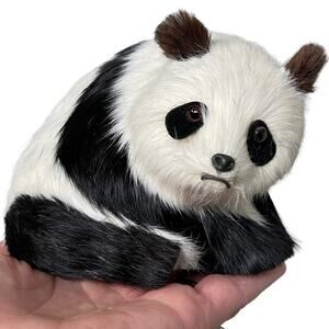 Real Fur Panda Bear Figure River Mink Sitting Vtg Zoo Collectible Jungle READ